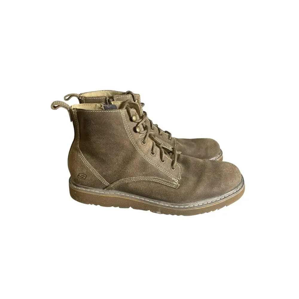 Skechers Men’s Beige Suede Lace Up Utility 6” Boots Size-11